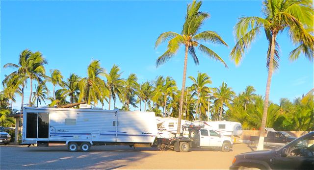 The snowbirds are heading north bit by bit. This RV has come to stay for several months.