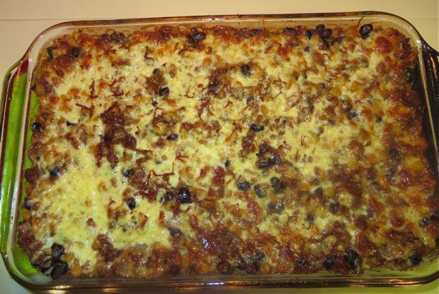 New recipe, veggie ground round enchilada casserole. A definite keeper.