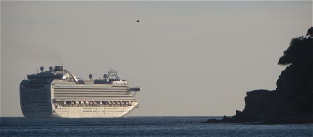In fact we had two large ships in yesterday. The beach has been very busy all week. Evidence of spring break.