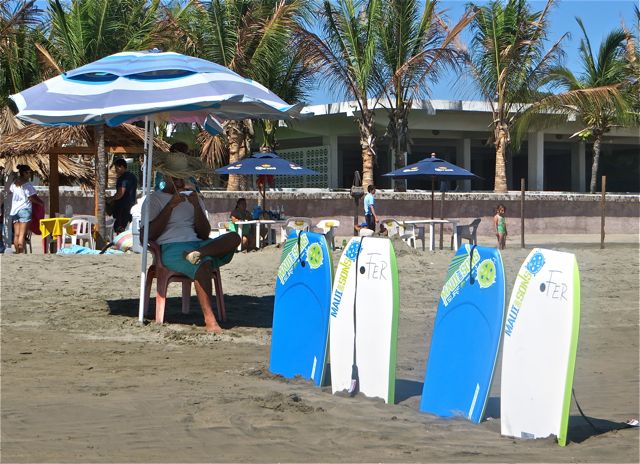 I think this fella was supposed to be renting out the boggie boards...well perhaps after he finished dealing with his socail media.