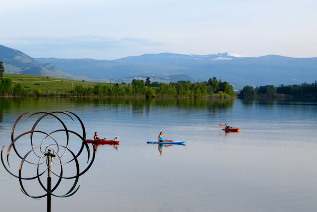 Came back to a tranquil lake and some action. the one in the middle is a paddle board that works very well as a 'raft'.