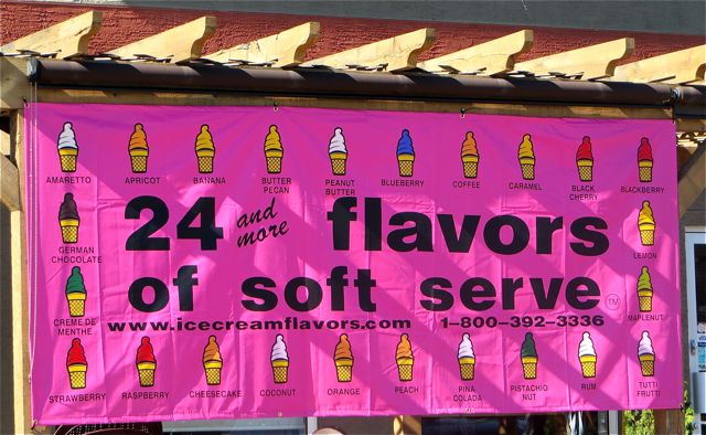Next stop, the store/restaurant here in the park. This sign went up the other day and I was dying to try one of these soft serve cones.