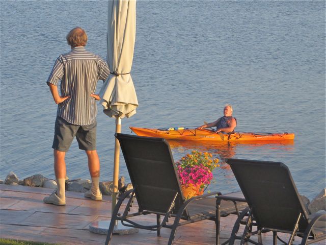 We get a lot of water traffic over the summer. One must not walk around naked.