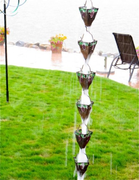 Margot wanted to know how the rain chain worked. Now she knows.