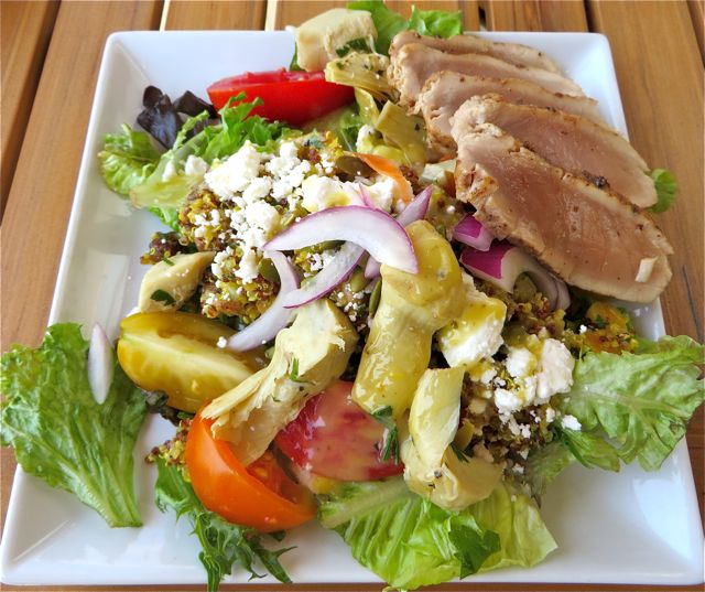 Meanwhile yesterday we sat out on the deck and just watched all the activity. I choose the wonderful quinoa salad once again.
