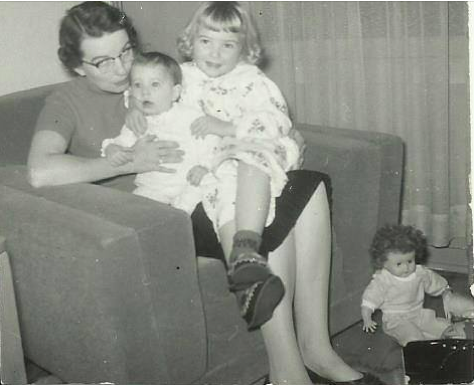 I leave you with me, the beautiful blond along with my new baby sister and my Mom.....way back when.