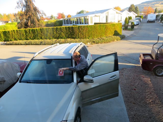 Colin had an early morning appointment and we don't have a scraper so he used a CD case to scrape his window.