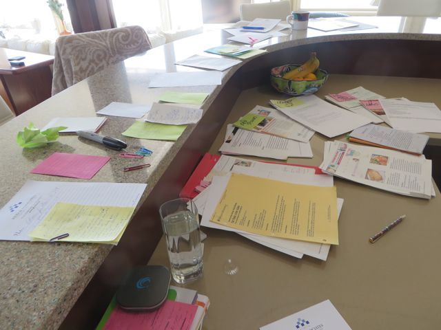 Every now and then I am able to carve out a few moments to get my to do lists going for our departure. Here I was working on special recipes and making sure that I had a list to buy specific ingredients that I can't find in Mazatlan.