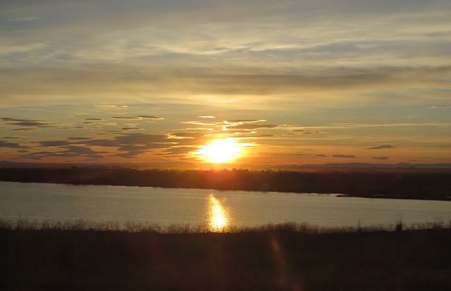 Caught the sunset over the lake just before we landed.