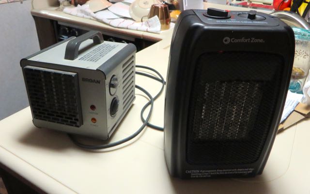 The new heater is on the right. This morning just for the heck of it we checked the dead heater and it was working!!