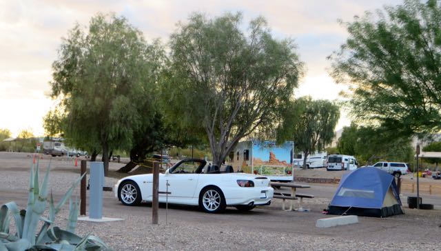 Tenting in style. After our morning walk we packed up and headed where else but South.