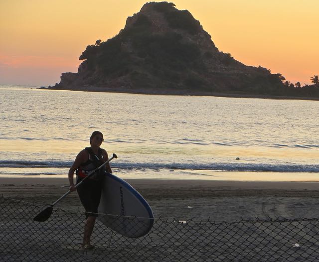 Maria done with her sunset paddle.