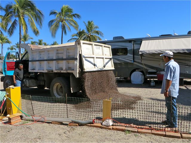 The truck arrived noonish Friday with a full load.