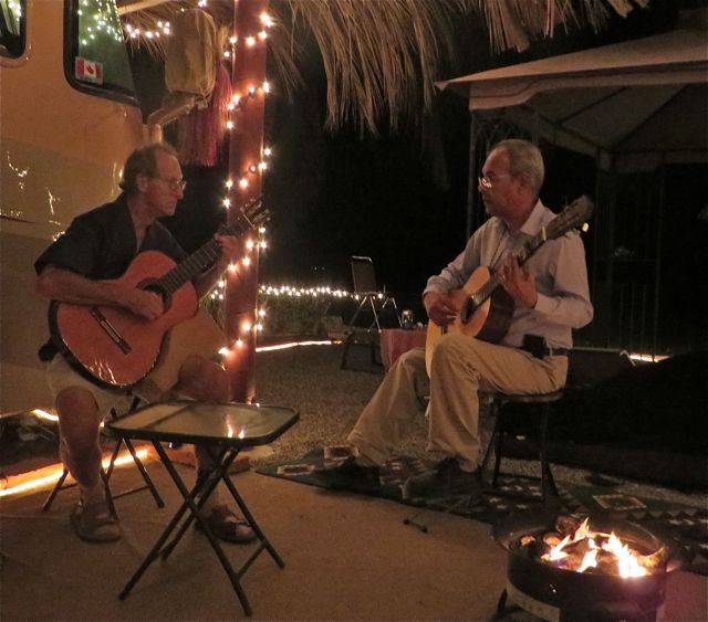 First Colin and Heriberto played and played. Eventually Isela and I joined in with the vocals.