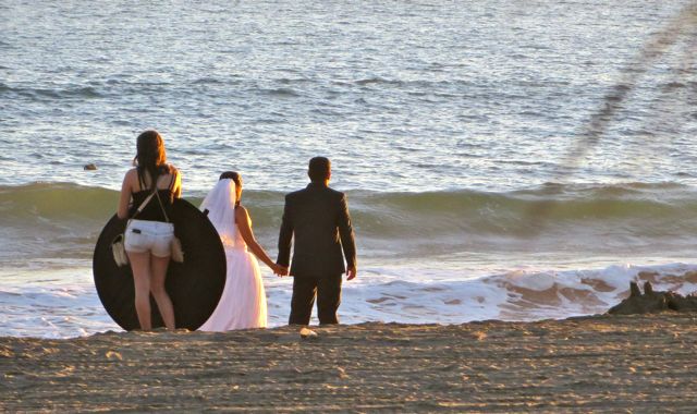 Ahh sunset, that magical hour for bridal photos.