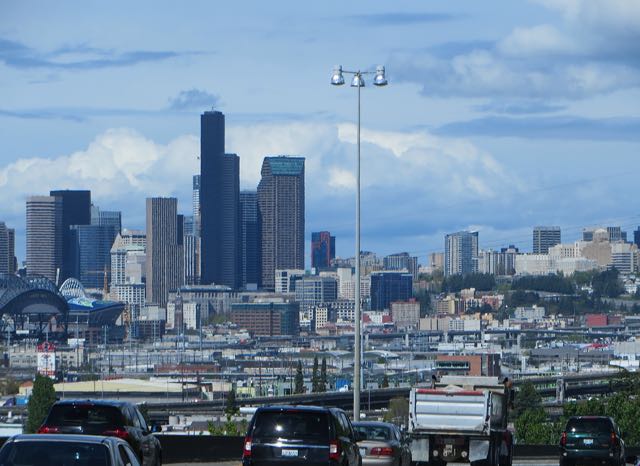The rain stopped and the sun made a brief appearane as we appriached Seattle.