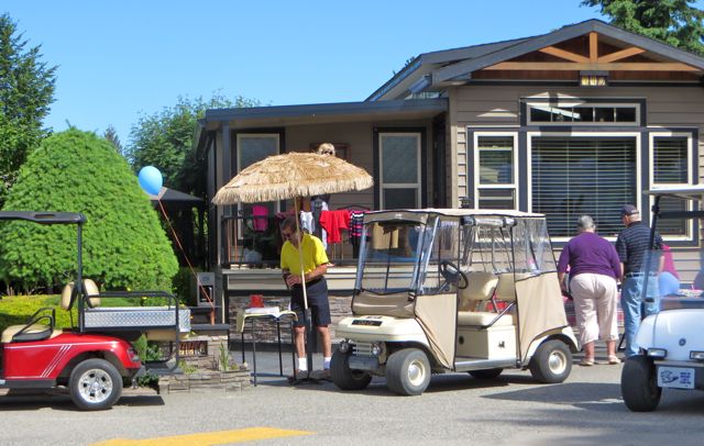 MOre and more folks have golf carts as we are a large park so today they were out in full force driving around checking for bargains.