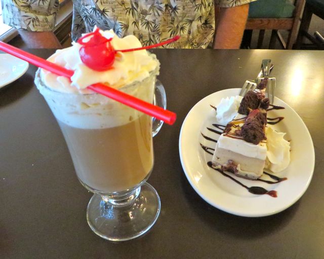 What the heck why not go the full Monty. We split the dessert, some sort of cheesecake which Colin enjoyed.
