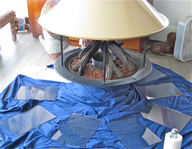 We ( Colin ) even took all the glass pieces out of the fireplace & cleaned the soot off of them.