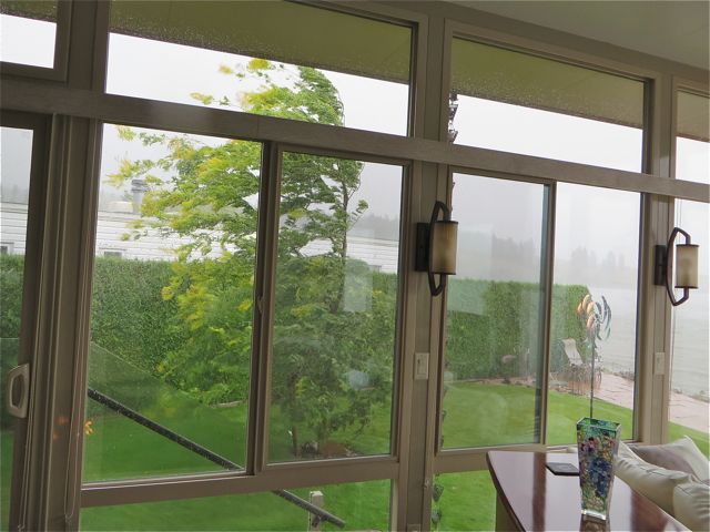 Yesterday morning we had a severe storm. I truly was frightened as the water off the lake was coming up in sheet and hitting the house and full wall of windows.