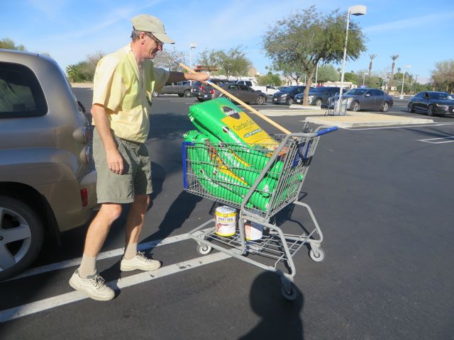 we pretty much loaded the car with a large Walmart shop including new lights for our Ilsla patio.