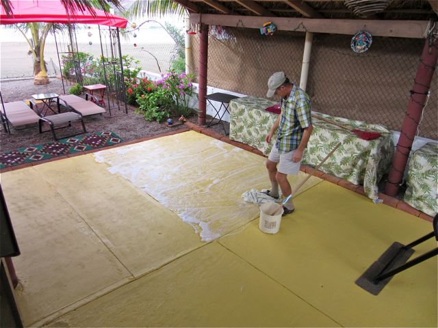 The new patio was a mess so Colin ended up washing it.