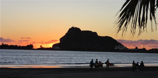 End of the day for the surfers.